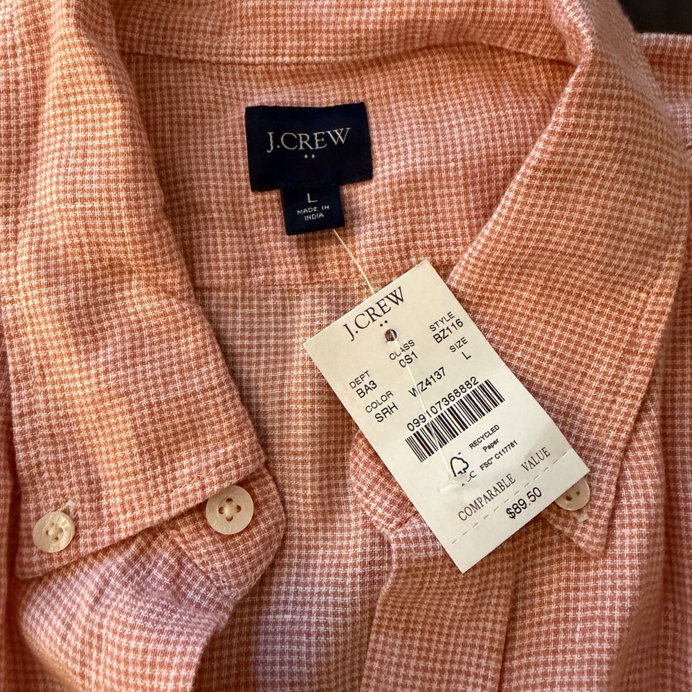 I.Crew men’s short sleeve button down shirt size LARGE
